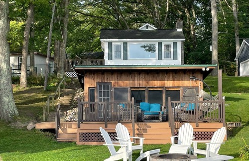 Newaygo Cottage | Charming 2BR Lakefront Cottage Retreat with Private Dock & Beach