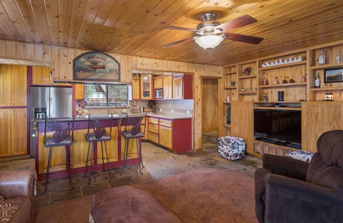 Woodlands Cabin | Charming 3 Bd Family CABIN with Hot Tub & Boat-Bar