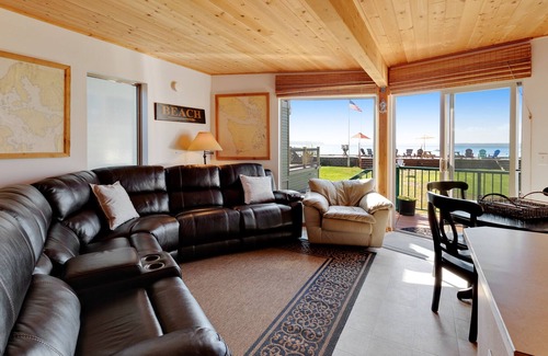 Camano Island House | Charming beachfront home with ocean and mtn. views, firepit, private gas grill!