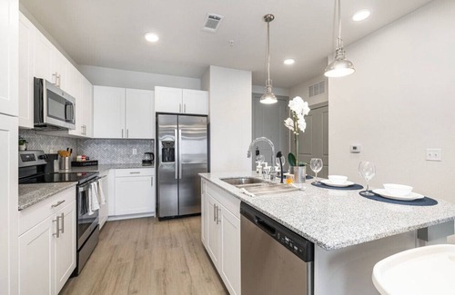 Lewisville Apartment | Chic 1BD: Pool, Gym & Efficient Workstation Area