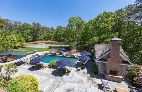 Water Mill House | Chic Hamptons Retreat in Watermill with Tennis, Pool, Spa, Steam Room, and Gym