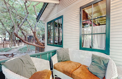 Guerneville House | Classic cabin steps to river, beach - private hot tub & fireplace - dog-friendly