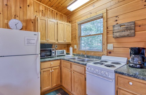Waynesville Cabin | Classic lake cabin with WiFi, deck, kitchen, partial AC - dogs OK