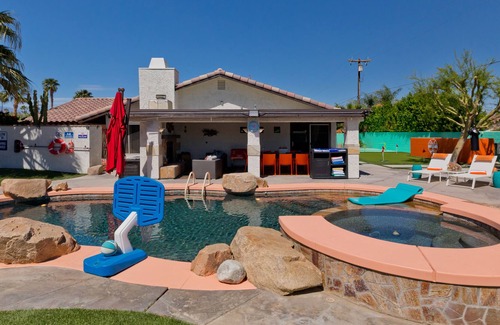 Racquet Club South House | Coachella casa with pool, putting green, & outdoor fireplace - dog-friendly