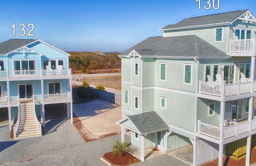 Village of Stump Sound House | Coastal home with ocean views, 3 decks, central AC, washer/dryer, & pool