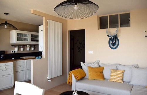 Tregastel Apartment | Completely renovated apartment with SUPERB VIEW of baie Sainte-Anne in TREGASTEL