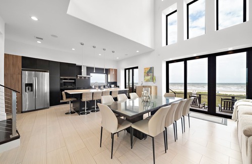 Miramar House | Contemporary beachfront, pet friendly, hot tub, elevator, private boardwalk