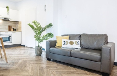 Tilburg Apartment | Contemporary studio featuring a private kitchen, bathroom, and two balconies