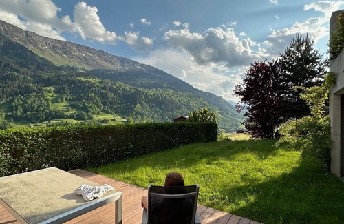 Sumvitg Apartment | Cosy apartment for 6 people with WIFI, TV, patio and panoramic view