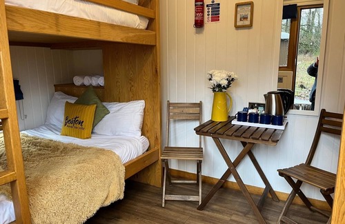 Higher Walton Cabin | Cosy en suite shepherd hut on the grounds of Historic building Samlesbury Hall