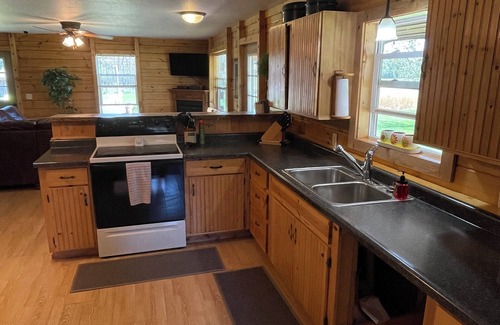 Merrillan Cabin | Country Creek Retreat: cozy 2-bedroom cabin with AC, WiFi, & forested privacy