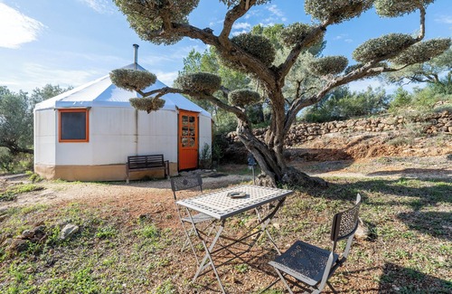 Camarles RV Rental | Country House 'Yurta Mongola Delta Del Ebro' with Sea View, Shared Pool and Wi-Fi