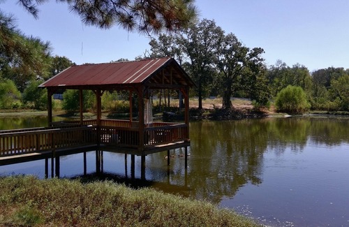 Canton Cabin | Cozy 2-Story Cabin on Pond with Dock on a Spacious Homestead Retreat