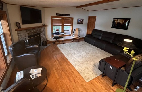 Barnstead House | Cozy home with private beach on Huntress Pond and short drive to skiing!