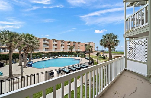 Galveston Condo | Cozy Poolside Condo with over-sized balcony and Gulf Views!