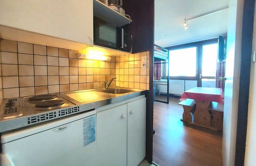 Plagne Centre Apartment | Cozy studio in Plagne Centre with direct slope access