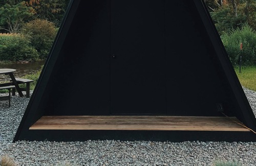 Davenport Cabin | Creekside of the moon modern A-frame camp