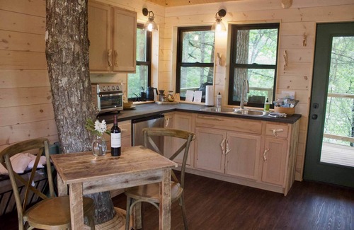 Zirconia Cabin | Custom Tajar Treehouse in Tuxedo Falls Resort with Private Waterfalls & Hiking
