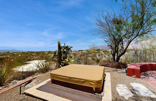 Tucson House | Dazzling retreat with city views, pool, hot tub, bocce ball court, & roof deck