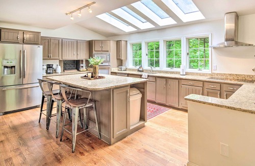 Chimney Rock House | Deck w/Fireplace: Pet-Friendly Lake Lure Retreat