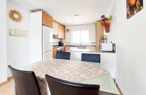 Vinaros Apartment | Delight your family with this beachfront vacation rental with shared outdoor pool.