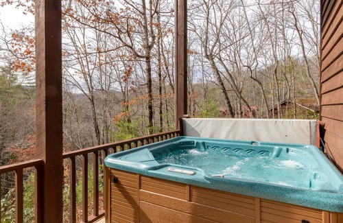 Almond House | Dog-friend mtn home near pond with private hot tub, fireplace, decks, & firepit