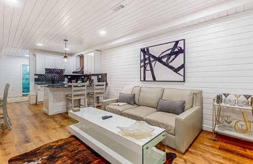 Seymour Apartment | Dog-friendly apartment with mountain view, fireplace, central AC, firepit, & W/D