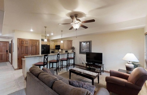 Pagosa Springs Condo | Dog-friendly condo with mountain views, fireplace & scenic patio - near town
