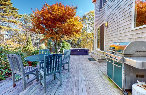 Truro House | Dog-friendly, hilltop home near the beach with hot tub, firepit & gorgeous porch