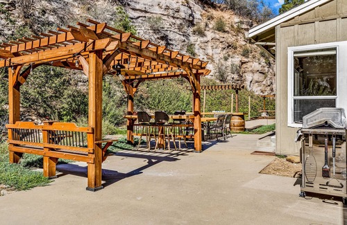 Forest Meadows House | Dog-friendly home and studio with private hot tub, central AC, and pool table