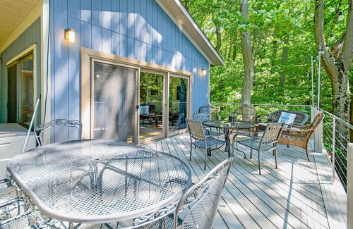 Lake Michigan Beach House | Dog-friendly home with lake views, wood stove, kayaks/SUPs, & W/D