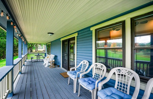 McHenry Cabin | Dog-friendly home with private pond, wraparound porch & fireplaces
