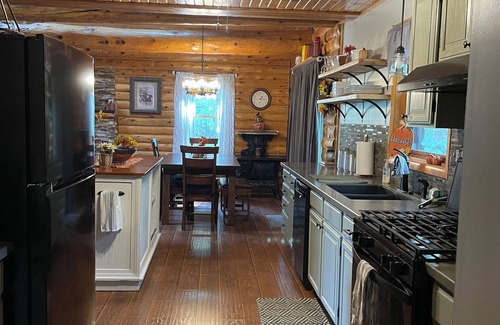 Sheridan Cabin | Dog-Friendly Log Home On Fox River IL Near Starved Rock, Porch, Deck, Firepit
