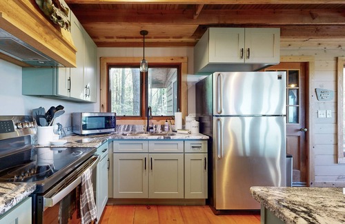 Brevard House | Dog-friendly mountain view cabin with furnished deck, washer/dryer