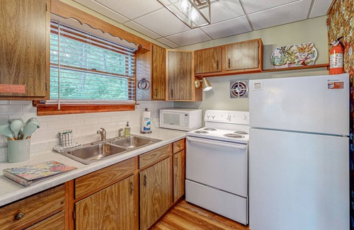 Rushville Cottage | Dog-friendly retreat with close beach access, wood stove, deck, firepit, & AC