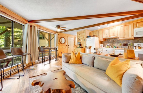 Sugar Mountain Apartment | Dog-friendly rustic mountain condo with fireplace, private deck & amazing views