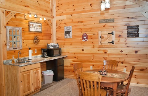 Flintstone Ski Chalet | Double cabin with 2 queen beds, 1 king bed, common porch and each unit has a private entrance and bath.