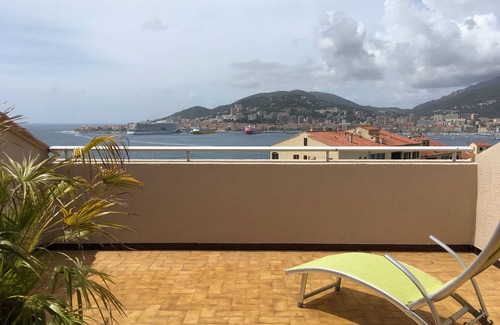Le Ricanto Apartment | Duplex in Ajaccio, between two beaches, sea view, 7 per, 3 bdrms, 2 bathrms, 3 terraces