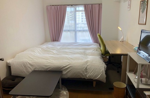 Hakata-ku Apartment | Ekinan Uchiyama Building 1 Room plan wrapped in Hakata textile, the traditional culture of Hakata