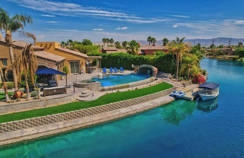 Cathedral City Villa | Elegant Spanish Villa, Waterfront, Monthly Stay