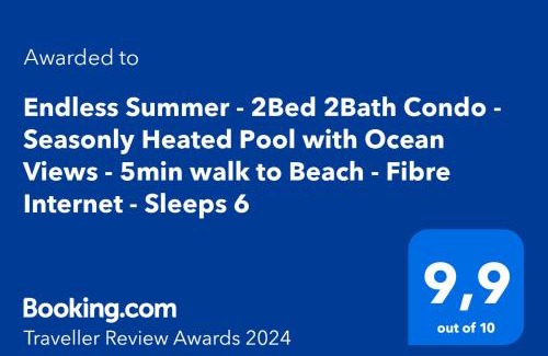 El Tezal Apartment | Endless Summer - 2Bed 2Bath Condo - Seasonly Heated Pool with Ocean Views - 5min walk to Beach - Fibre Internet - Sleeps 6