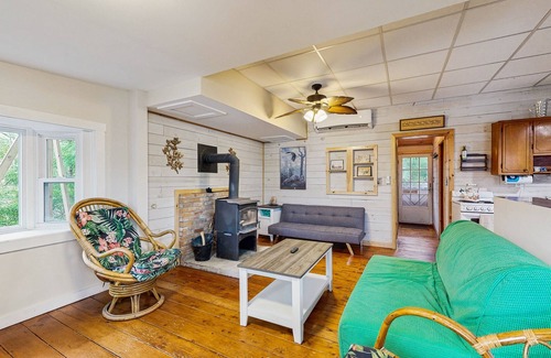 Augusta Cabin | Entire lakefront home on Togus Pond with decks, canoe, firepit & great view