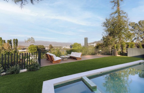 Studio City House | European style Home w/Pool, Fire Pit & City Views
