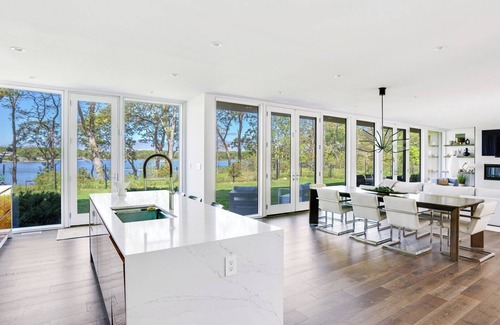 North Sea House | Expansive Southampton Home with Harbor Water Views, Private Pool, Modern.