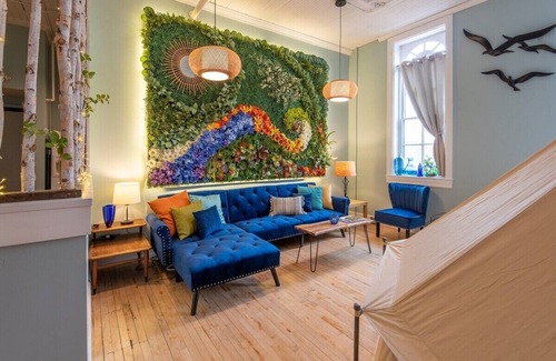 Lake Geneva Apartment | Experience Stay at the Glamping Loft Lake Geneva |Group Stays |Stylish Tent Suites |Kitchen & Bar