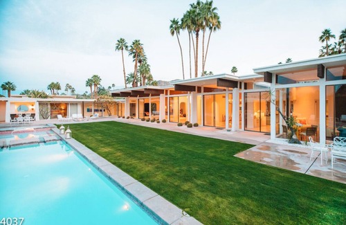 Palm Springs House | Fall Availability! Historic Villa with Famous Pink Door and Mountain Views!