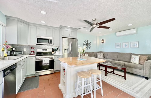 Cabes Point Condo | Fantastic! 3 BR! STEPS to the sand on Sapphire Beach Waterfront ocean view patio