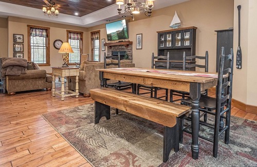 Oakland House | Fireside Fun: Outdoor Pool, Lake Access, Hot Tub, Basketball, & More