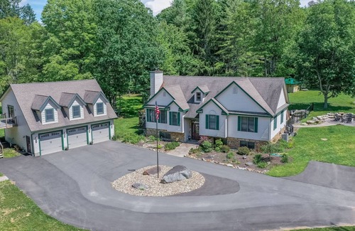 Oakland House | Fireside Fun: Outdoor Pool, Lake Access, Hot Tub, Basketball, & More