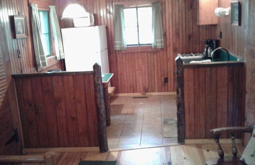 Hot Springs Cabin | FIVE POINTS~LAKE HAMILTON: Cabin#D ~ 1BR w/Queen Bed, Futon in LR, Full Kitchen, Breakfast "Fixins" Provided, Jetted Tub, Balcony Deck off BR